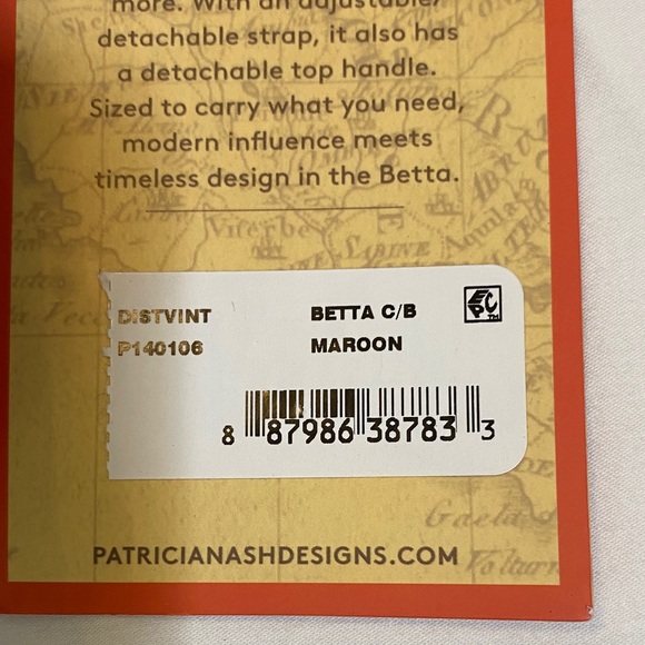 Patricia Nash Rich Burgundy Leather Betta shoulder bag with crossbody strap - Picture 2 of 6